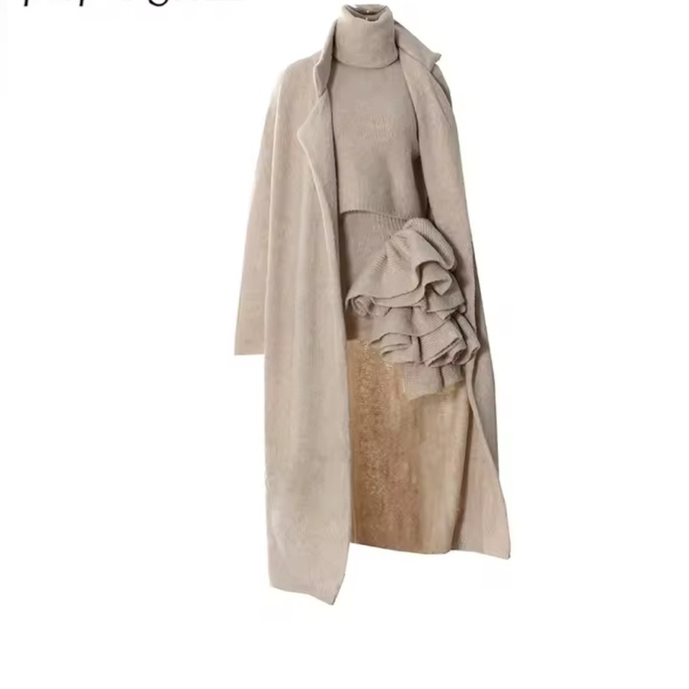 NEW $295 Tres Roe Three Piece Cream Sweater Set - Picture 3 of 10